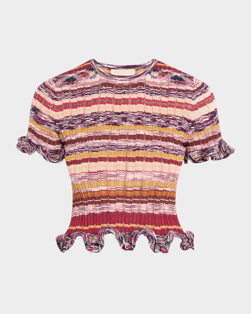 Miya Short-Sleeve Knit Ruffle Top